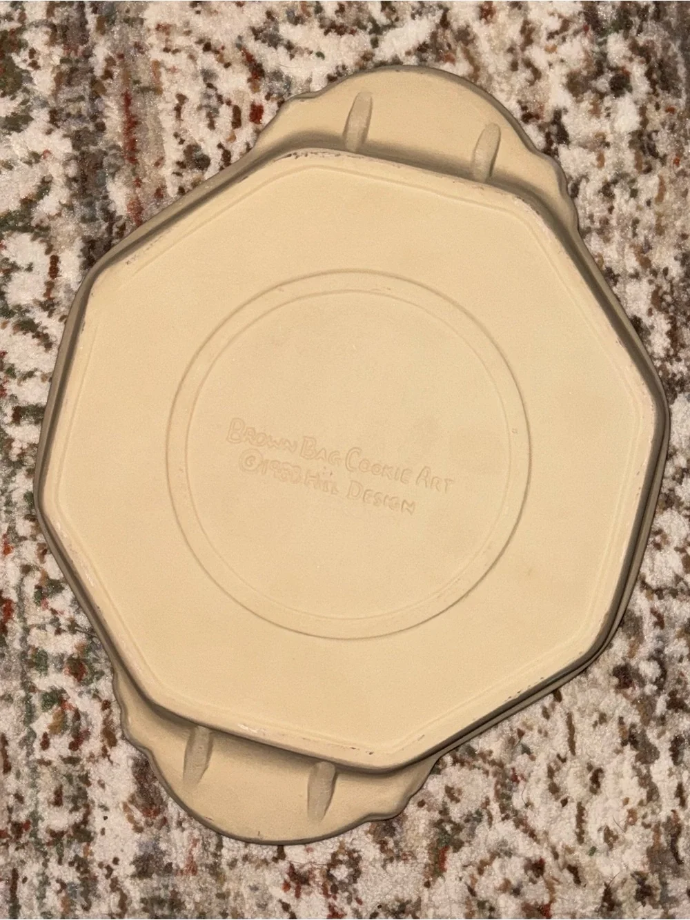 Brown Bag Decorative Cream Ceramic Cake Stand with Floral Embossed Design